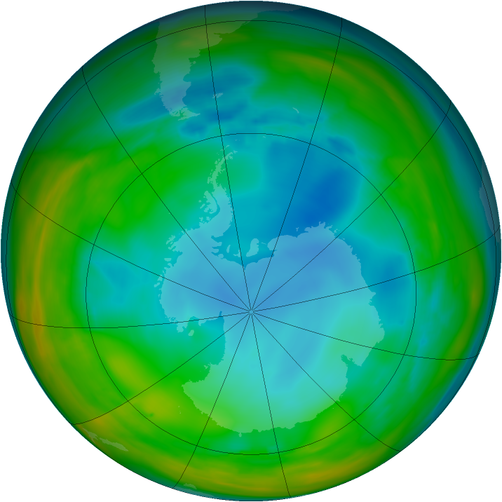 Antarctic ozone map for 22 July 2005